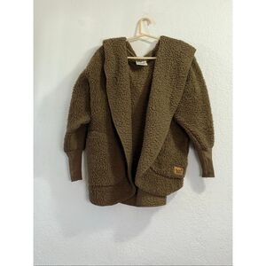 Nordic beach olive u green Sherpa puppy wrap jacket one size fuzzy teddy